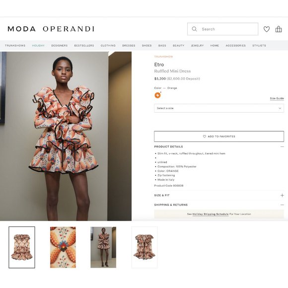 $5200 New Etro 2023 Apricot Print Ruffle Runway Mini Dress. - Picture 2 of 15